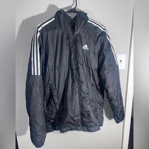 Adidas Essential Puffer Lightweight Hooded Men Jacket Black Size Medium M